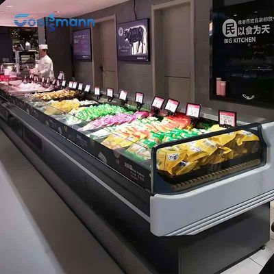 Stainless Steel Butcher Shop Cooler 900mm Height Meat Fan Cooling System Display Fridge
