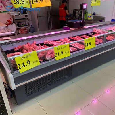 3750mm Length Meat Counter Fridge , Stainless Steel 180L Meat Display Cooler
