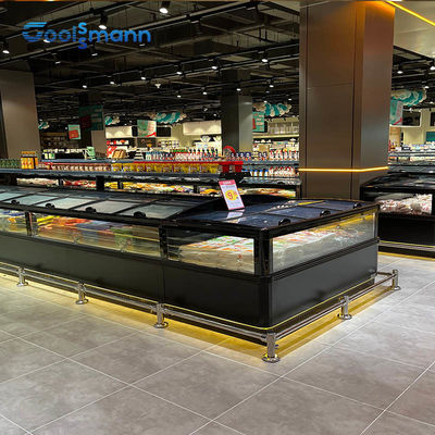Supermarket Commercial Display Cabinet Freezer 820L With Refrigeration Unit