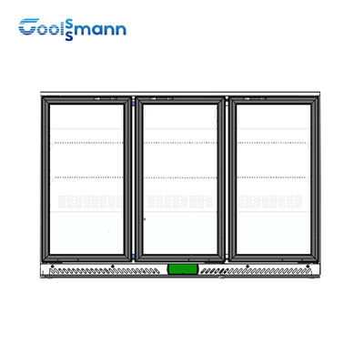 3 Glass Door Backbar Cooler Sliding Refrigerator Roll Bond Evaporator