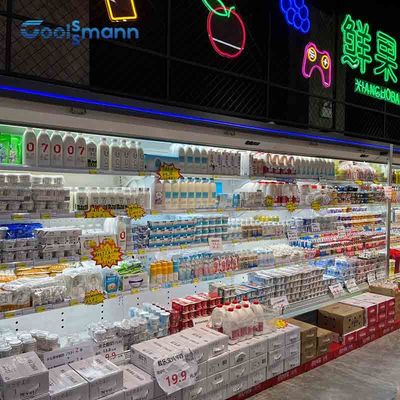 Open Deck Supermarket Display Refrigerator 1900L Automatic Defrost 2 . 05m Height