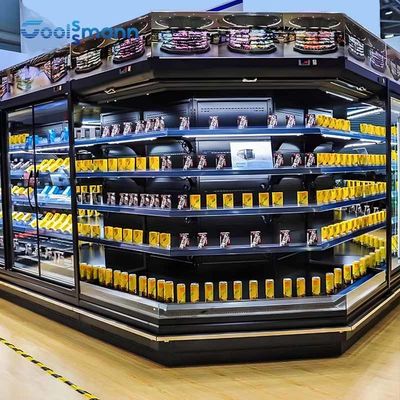 Fruit Supermarket Display Cases Air Curtain Open Chiller Showcase Cabinet 719L