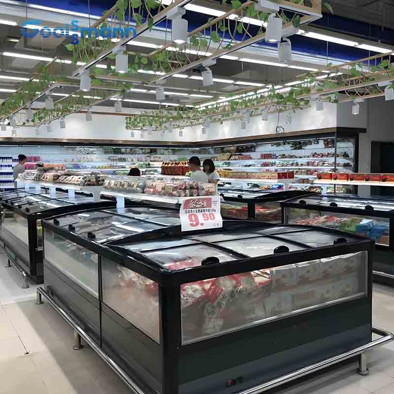 940mm Height Supermarket Island Freezer Horizontal Deep Chest Sliding Door