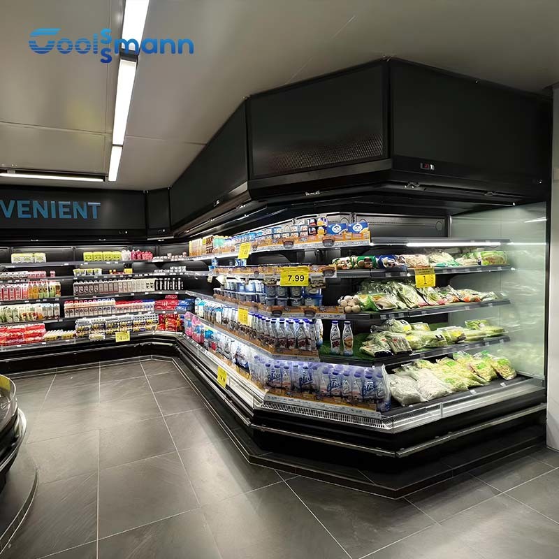 Supermarket Open Showcase Chiller Display 1.25m Wide Fruit Vegetable Cabinet Freezer