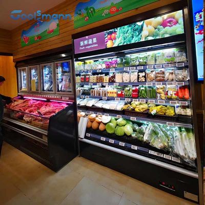 2 - 8 ℃ Refrigerated Open Display Chiller Beverage Case Cabinet Freezer