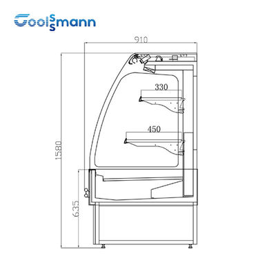 650L Open Multideck Fridge Vegetable Cooler For Supermarket Display 1580mm Height
