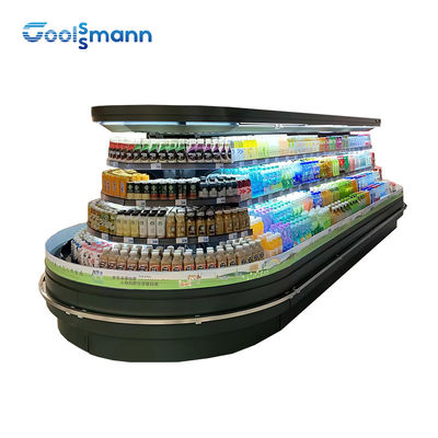 Refrigerated Food Display Cooler Circular Roundabout Semi High Wind Curtain Case