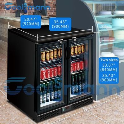 Small Drinks Backbar Cooler Fridge Sliding Door With Roll Bond Evaporator