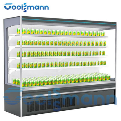 Vegetable Display Case Refrigerator , 4 Layers 1.98m Height LED Open Front Chiller