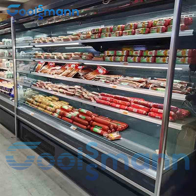 Vegetable Display Case Refrigerator , 4 Layers 1.98m Height LED Open Front Chiller